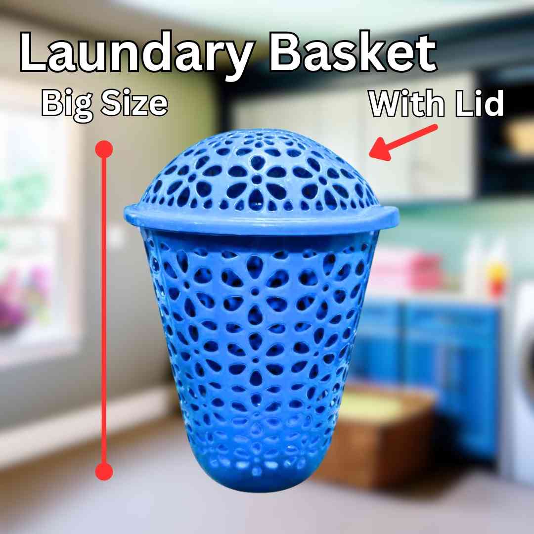 Unbreakable Durable Plastic Laundry Basket With Lid (Big Size) 50ltrs Unbreakable Durable Plastic Laundry Basket With Lid (Big Size) 50ltrs