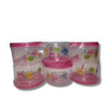 Flora Printed round airtight pet plastic food storage Kitchen Containers with spoon (750 ml  - set of 6 ) Flora Printed round airtight pet plastic food storage Kitchen Containers with spoon (750 ml  - set of 6 )