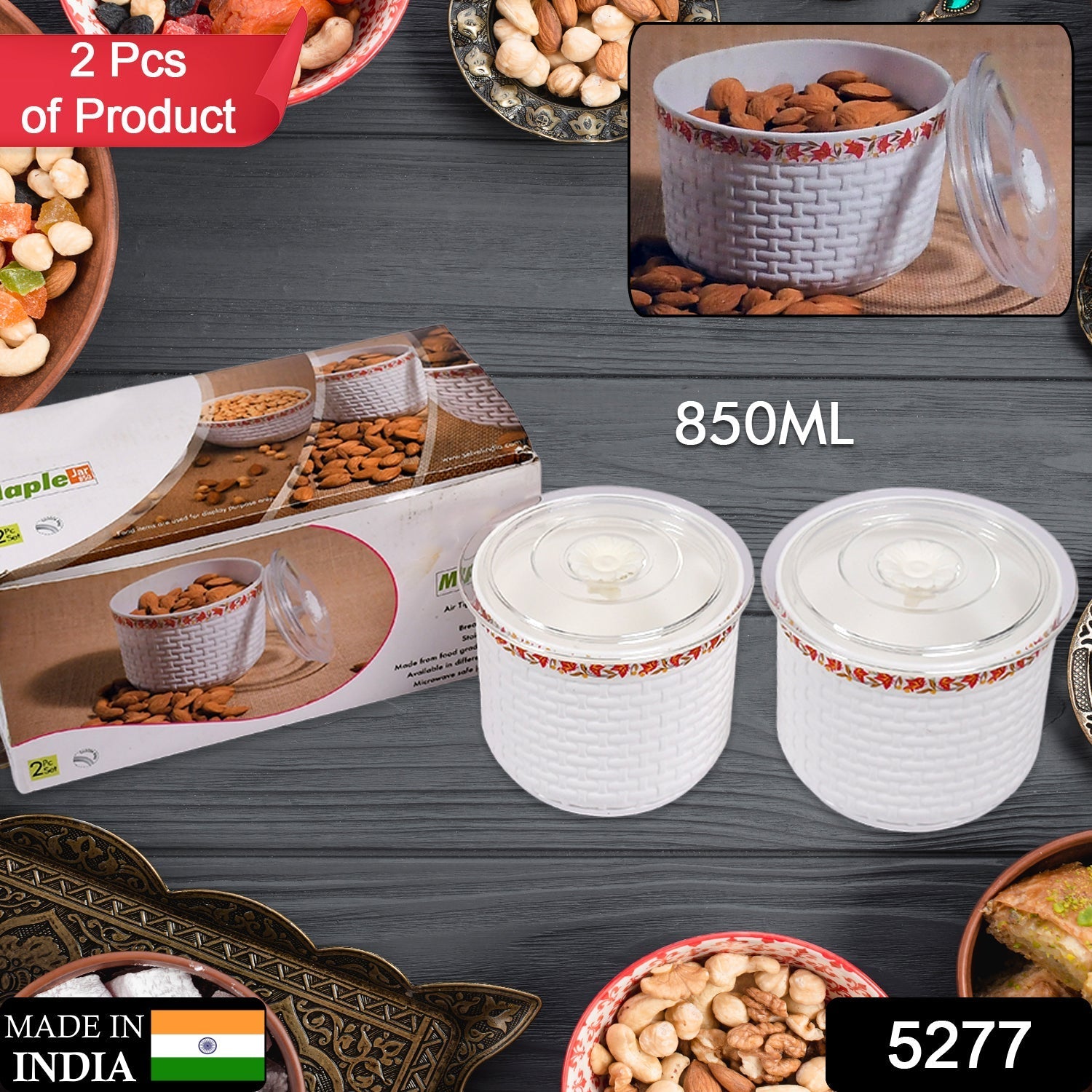 Maple Air Tight Container Jar 850 ml  For Home & Kitchen Use Jar Set of 2 pcs Maple Air Tight Container Jar 850 ml  For Home & Kitchen Use Jar Set of 2 pcs