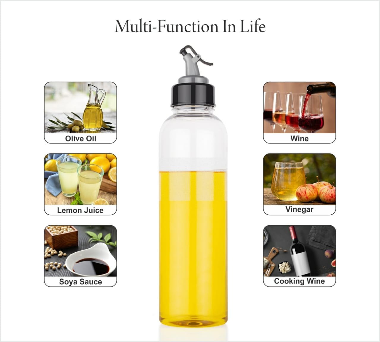 Oil Dispenser Transparent Plastic Oil Bottle | 1 Liter Oil Dispenser Transparent Plastic Oil Bottle | 1 Liter