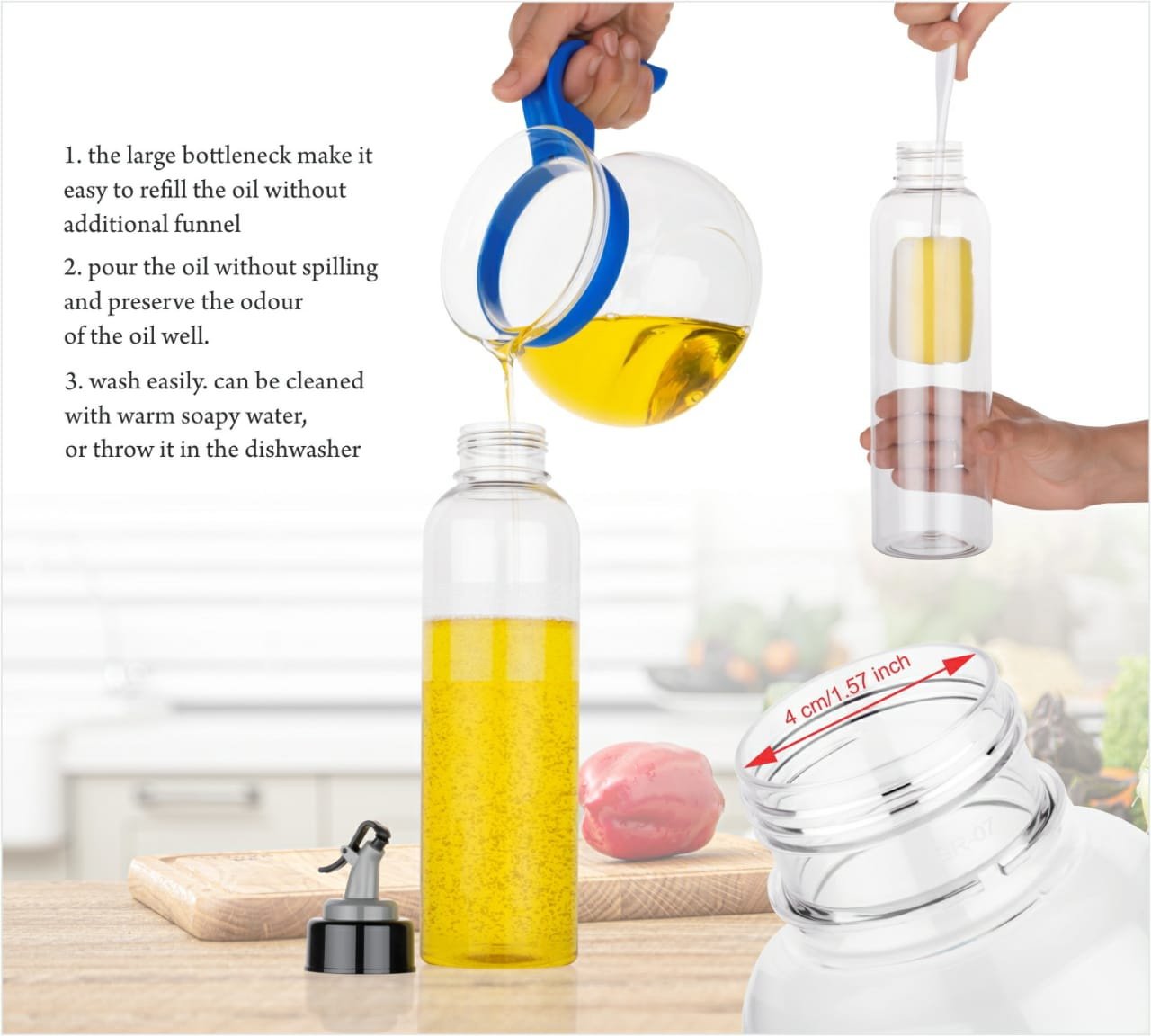 Oil Dispenser Transparent Plastic Oil Bottle | 1 Liter Oil Dispenser Transparent Plastic Oil Bottle | 1 Liter