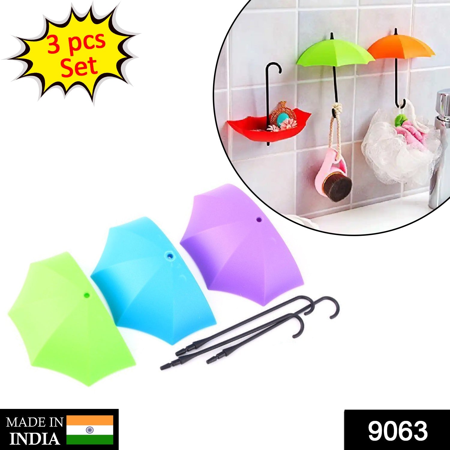 Multipurpose Umbrella Key Hat Holder Wall Hanging Hook Multicolor (3 P – 99  Rupee Store