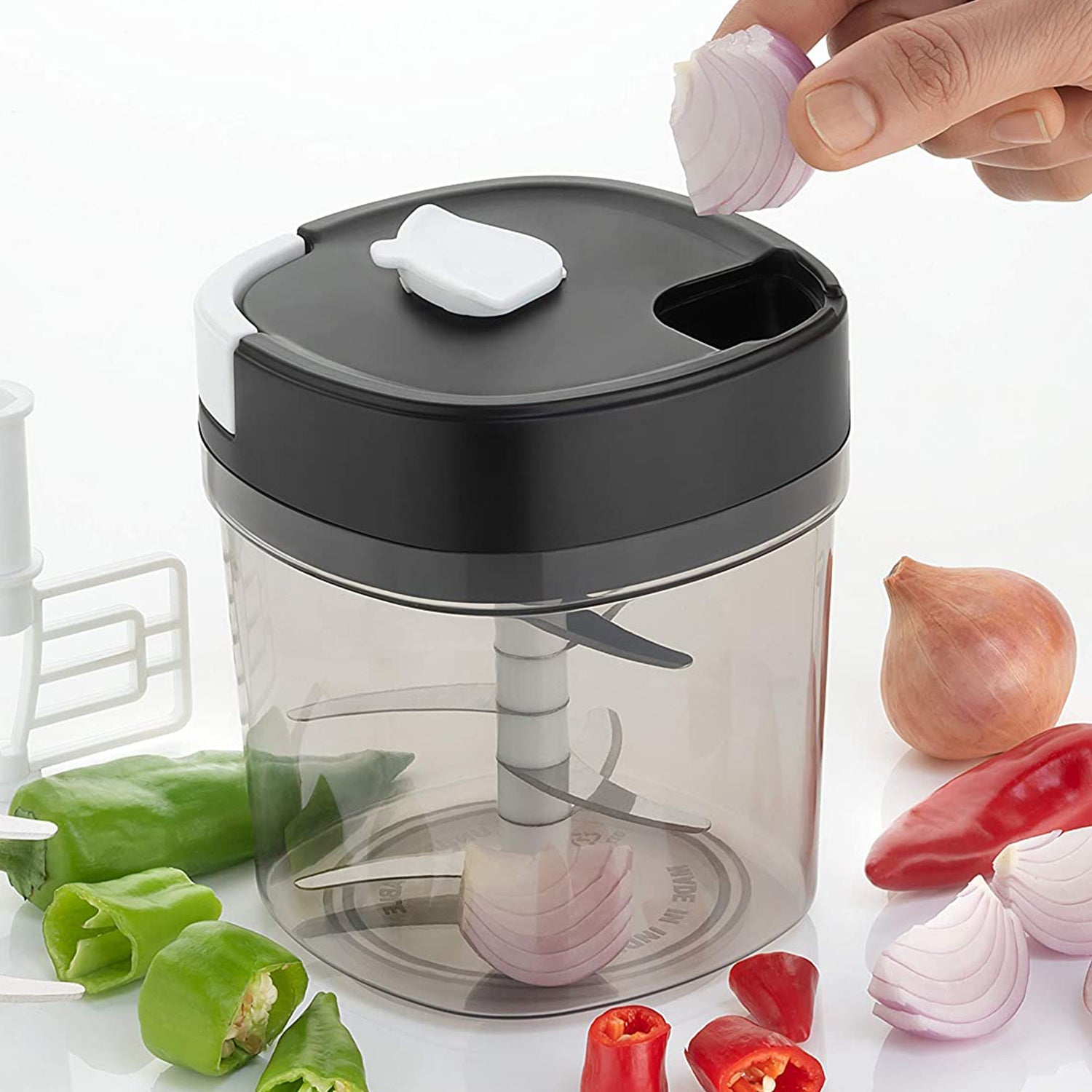 1 ltr Handy Chopper and Slicer Used Widely for chopping and Slicing of Fruits, Vegetables, Cheese Etc. Including All Kitchen Purposes. 1 ltr Handy Chopper and Slicer Used Widely for chopping and Slicing of Fruits, Vegetables, Cheese Etc. Including All Kitchen Purposes.