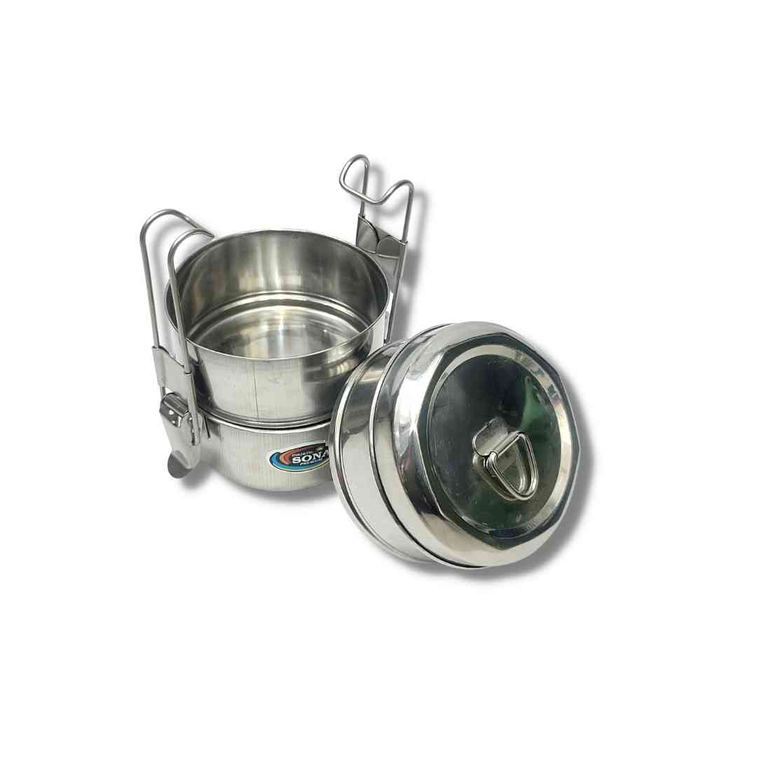 Stainless Steel Traditional Tiffin Box 8/3 Clipper Carrier Lunch Box 3 Containers Lunch Box (1200 ml)