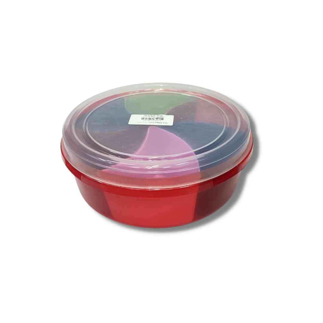 Plastic Masala Box for Kitchen, Spice Boxes for Kitchen, Transparent Rangoli/Spice/Masala Dabba Storage Container 6 Compartments with 1 Spoon (Red)