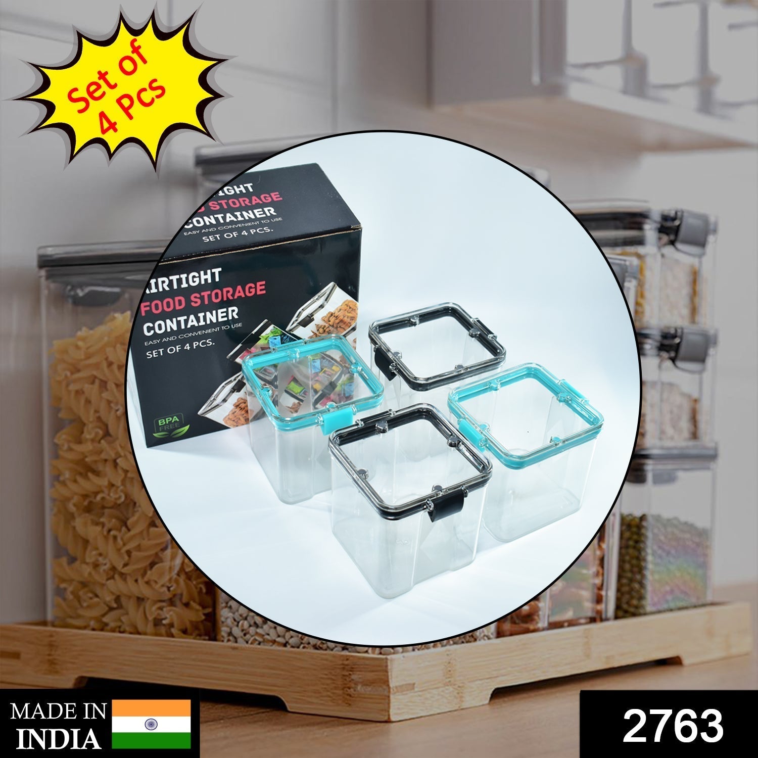 4Pc Square Container 700Ml Used For Storing Types Of Food Stuffs And Items.