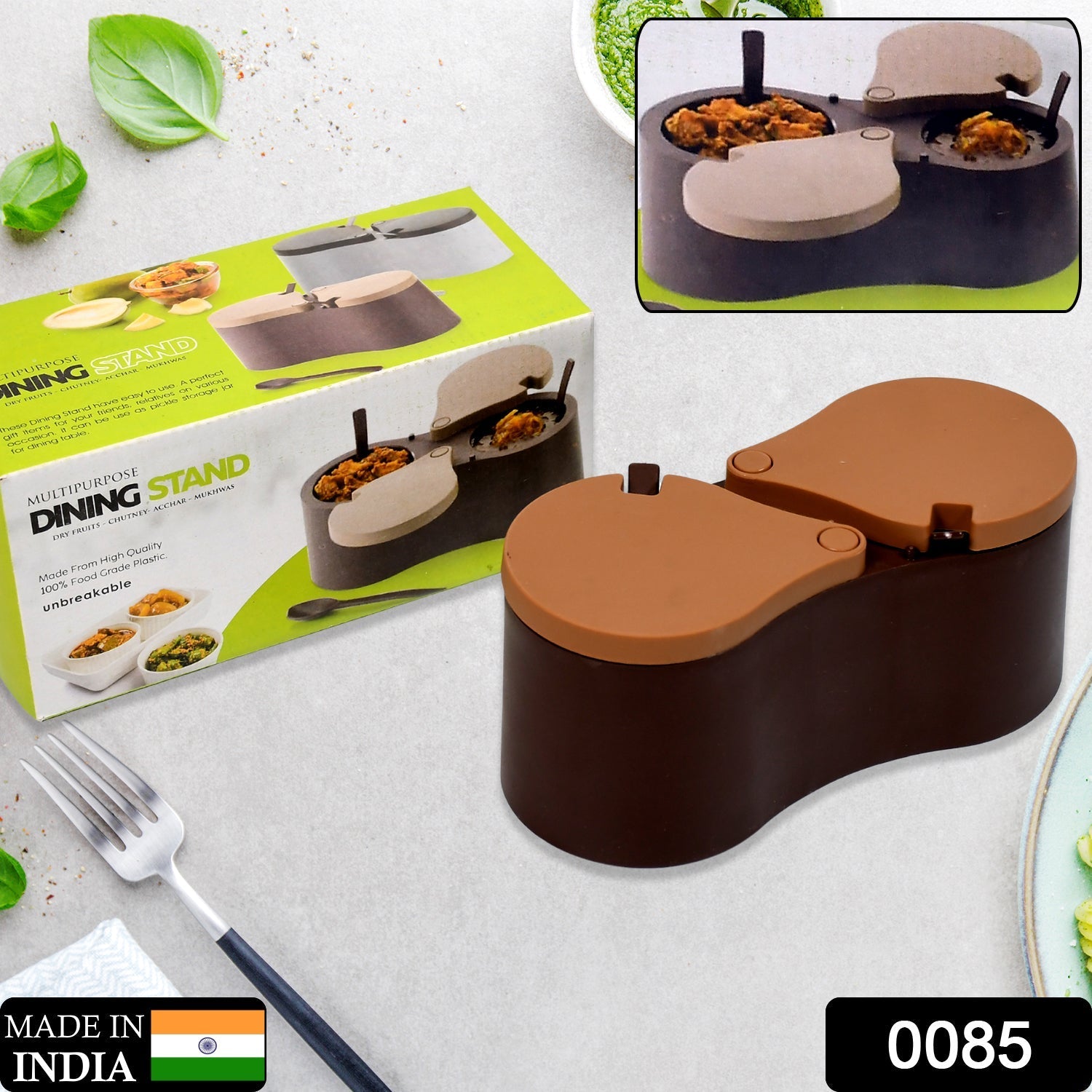 Dinning Stand Stylish Multipurpose Dry Fruit Box, Candy Box, Achar Box, Traditional Box Set & 2 Spoon