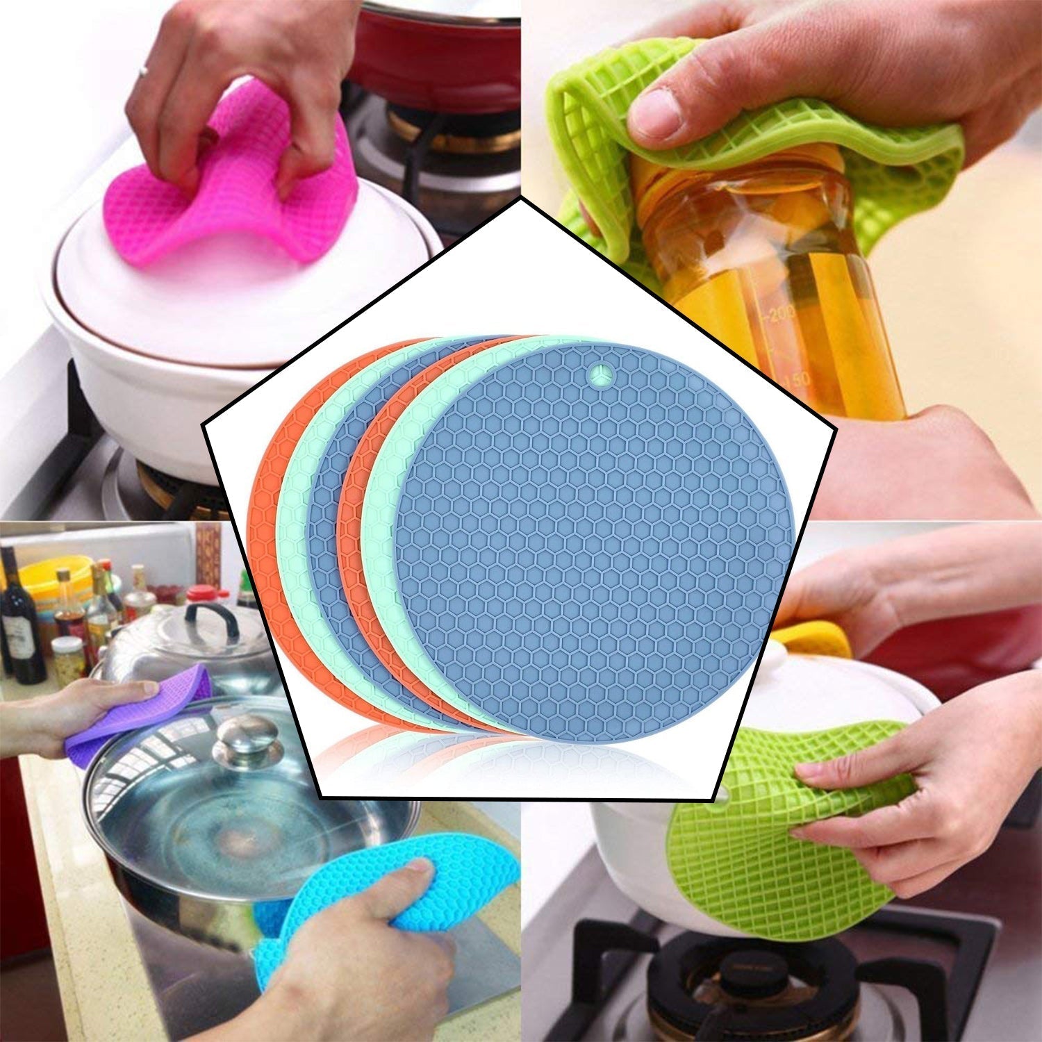 Silicone Trivet for Hot Dish and Pot, Silicone Hot Pads ( 6 pcs )