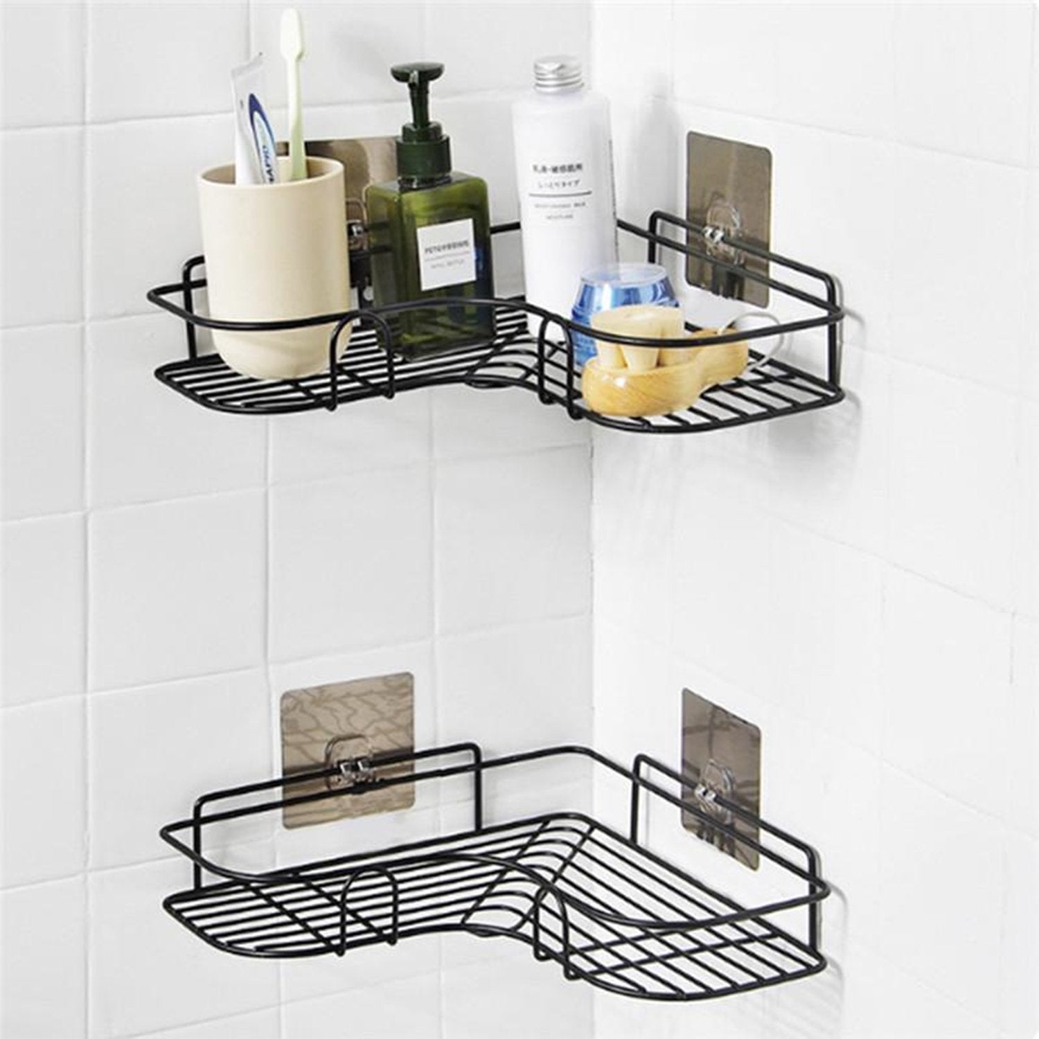 Self-Adhesive Kitchen-Bathroom Corner Shelf Organizer Storage Rack Heavy Material