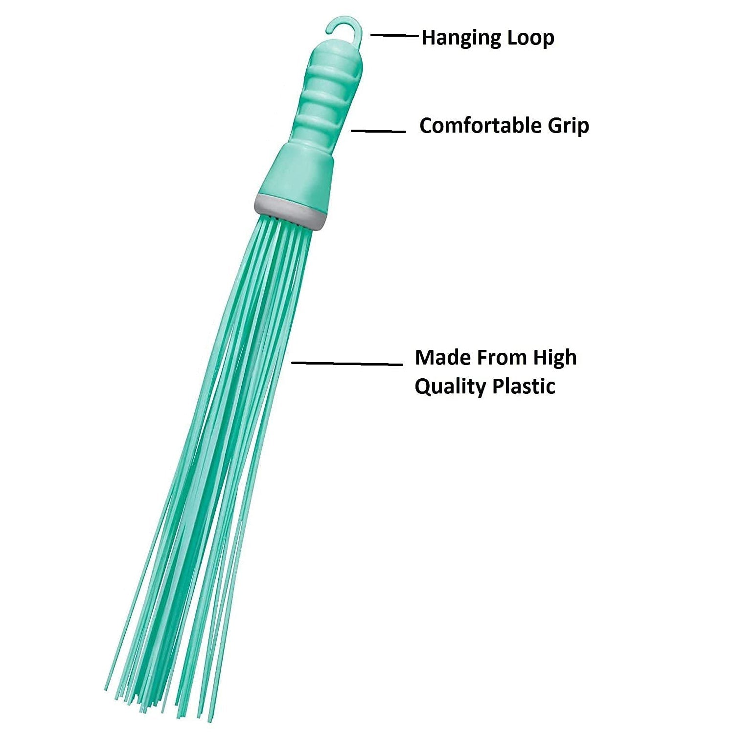 Plastic Hard Bristle Broom for Bathroom Floor Cleaning and Scrubbing, Wet and Dry Floor Cleaning