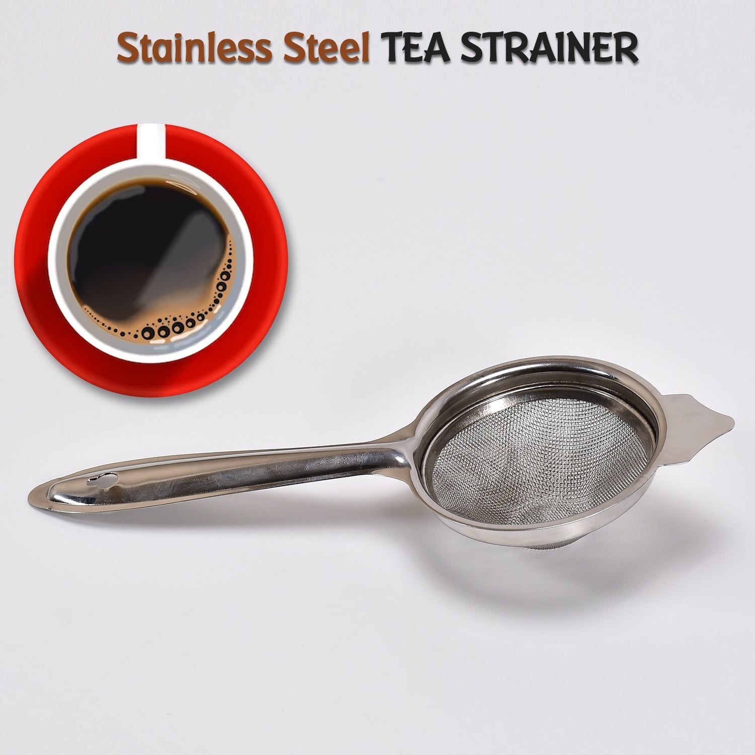 Stainless Steel Double Net Tea Strainer (26 Cm)