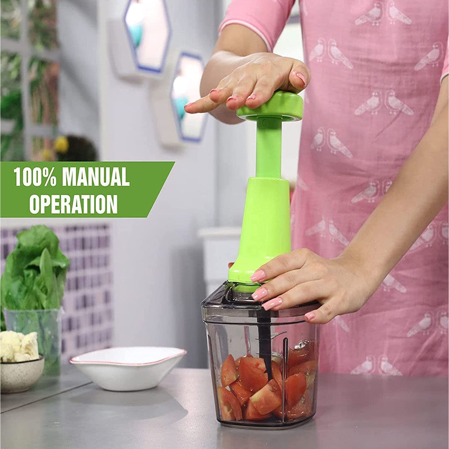 Push N Chop 1100 ML used for chopping and cutting of types of vegetables and fruits easily without any difficulty and it can be used in all kinds of household and official kitchen places etc.