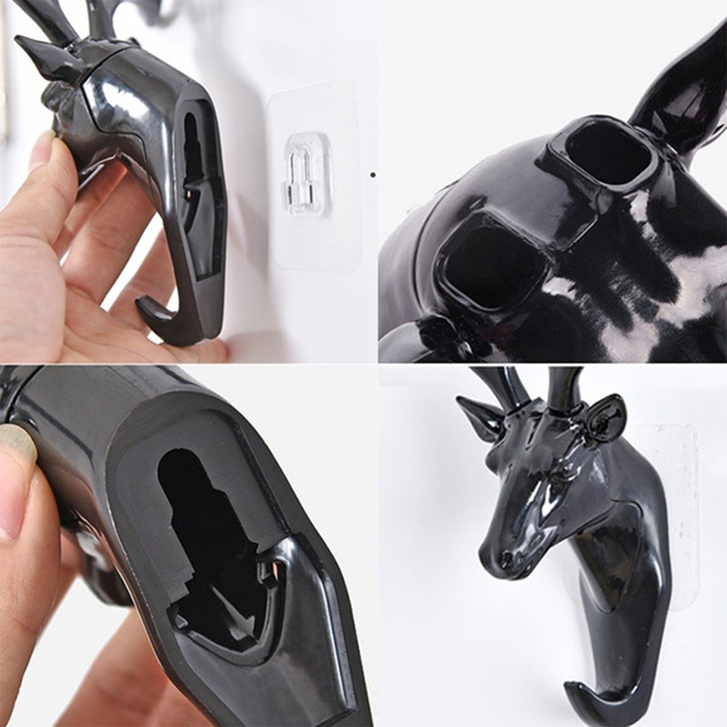 Deer Head Self Adhesive Wall Door Hook Hanger Fancy Home Decor