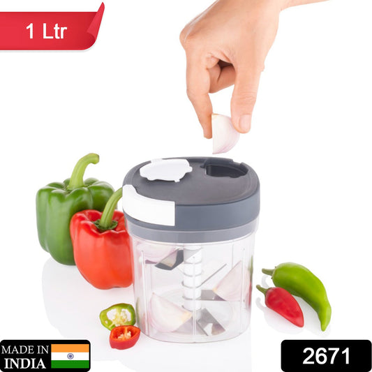 1 ltr Handy Chopper and Slicer Used Widely for chopping and Slicing of Fruits, Vegetables, Cheese Etc. Including All Kitchen Purposes.