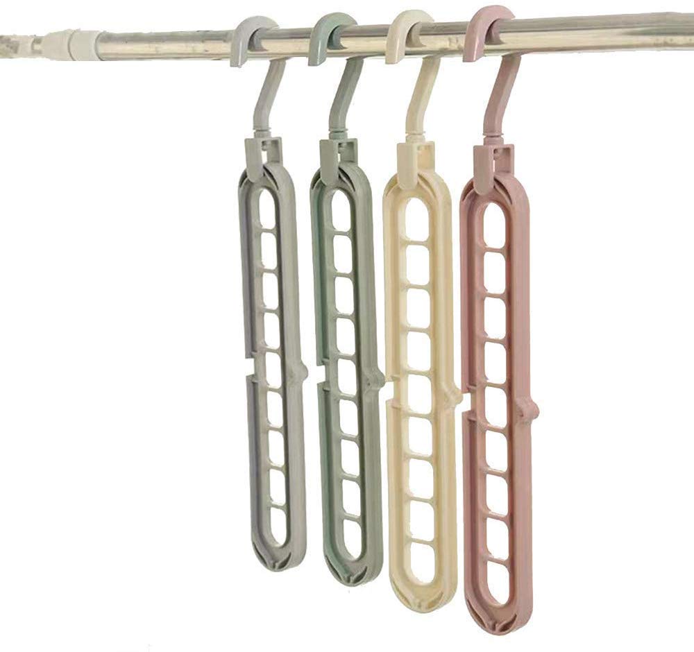 Anti-Skid Plastic 9-Holes Magic Wardrobe Folding Hangers 1 Set (3 PCS)