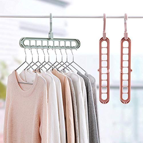 Anti-Skid Plastic 9-Holes Magic Wardrobe Folding Hangers 1 Set (3 PCS)