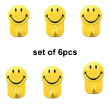 Plastic Self-Adhesive Smiley Face Hooks, 1 Kg Load Capacity 1 Set (6pcs)