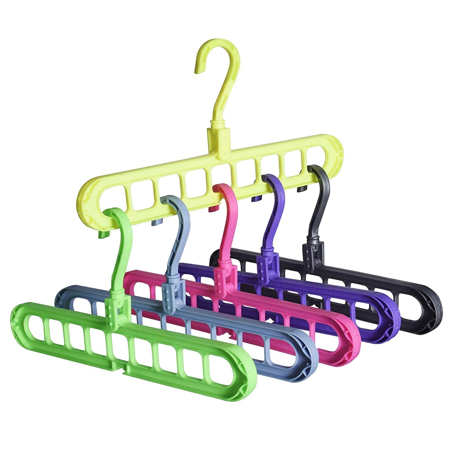 Anti-Skid Plastic 9-Holes Magic Wardrobe Folding Hangers 1 Set (3 PCS)