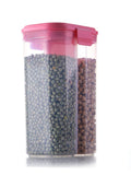 Plastic 2 Sections Air Tight Transparent Food Grain Cereal Storage Container (2 ltr) (With Box)