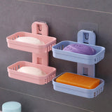 Plastic Double Layer - Soap Stand, Holder, Wall Soap Box Sturdy Vacuum Dispenser Tray