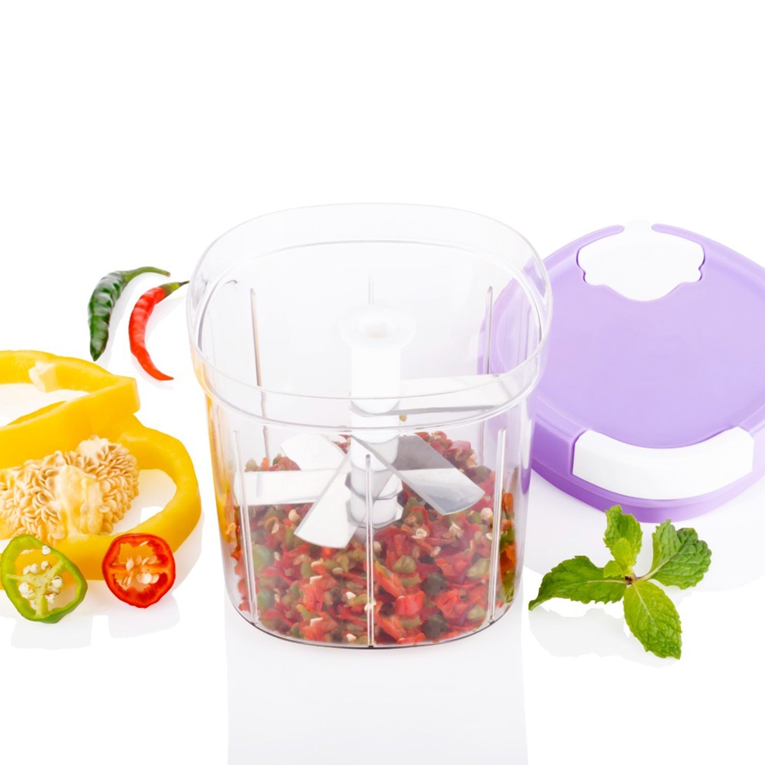 1 ltr Handy Chopper and Slicer Used Widely for chopping and Slicing of Fruits, Vegetables, Cheese Etc. Including All Kitchen Purposes.