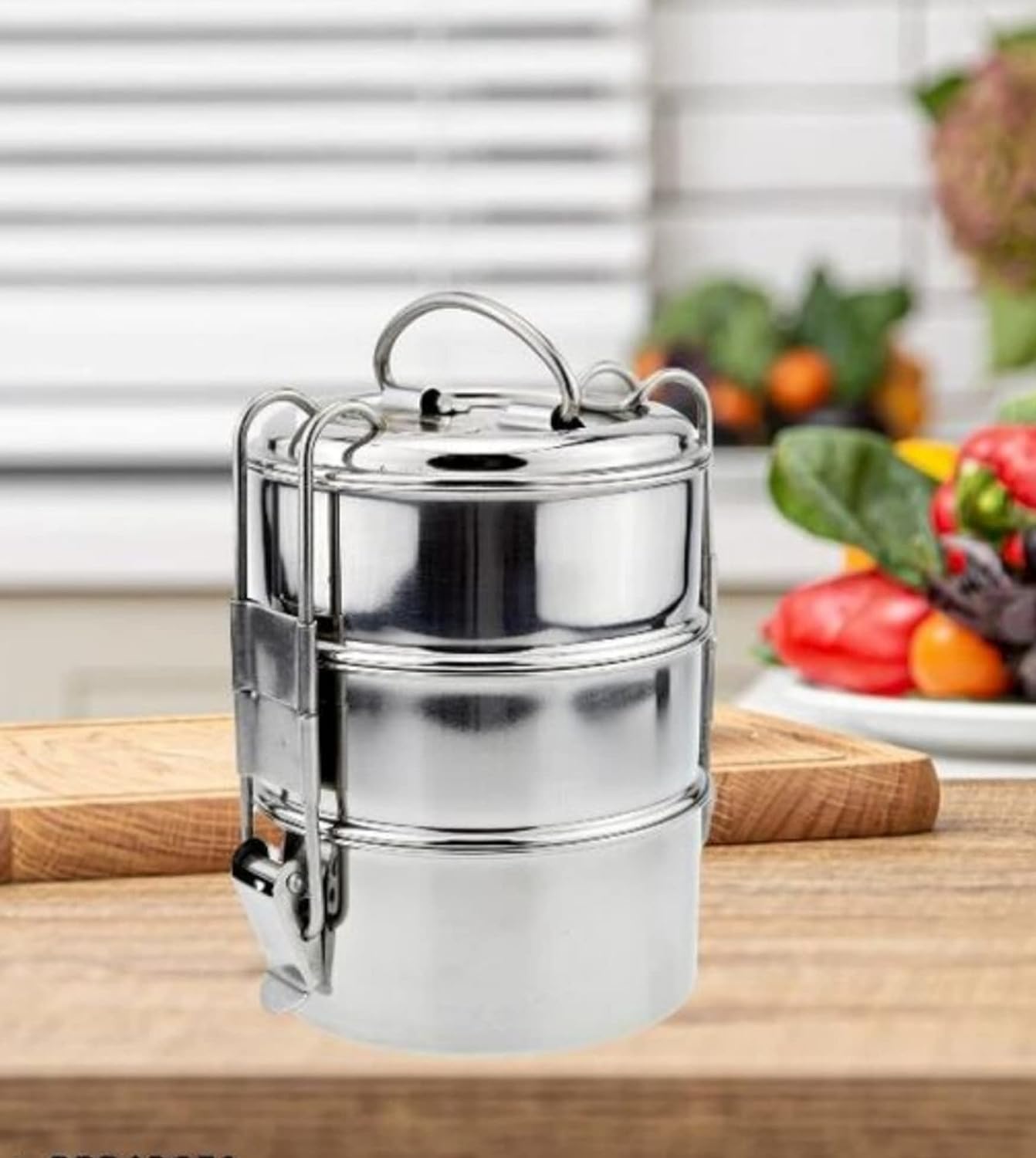 Stainless Steel Traditional Tiffin Box 8/3 Clipper Carrier Lunch Box 3 Containers Lunch Box (1200 ml)