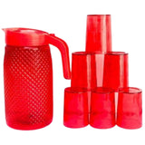 Jug with Beautiful Glasses Set for Juice/Water Serve Jug Glass Set (Red)