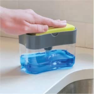 KBS Soap Dispenser Liquid soap Pump Dispenser 400 ML with Sponge Holder(Black)