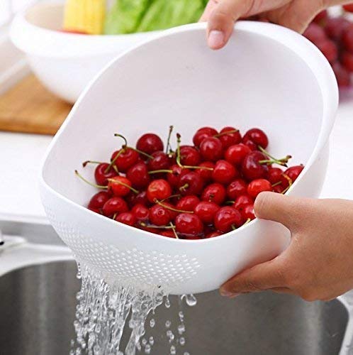 Colander Mixing Bowl Washing Rice, Vegetable and Fruits Drainer Bowl-Size: 21x17x8.5cm