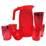 Jug with Beautiful Glasses Set for Juice/Water Serve Jug Glass Set (Red)